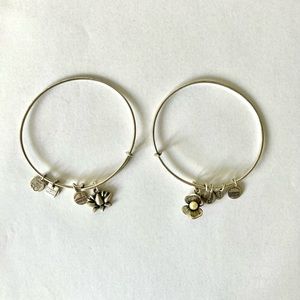Two Alex and Ani Silver Charm Bracelets Bangles